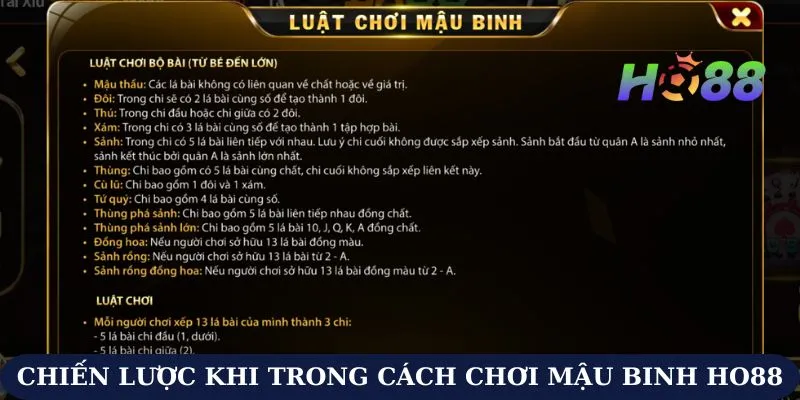 Chiến lược giúp người chơi thu lời khi chơi Mậu Binh Ho88